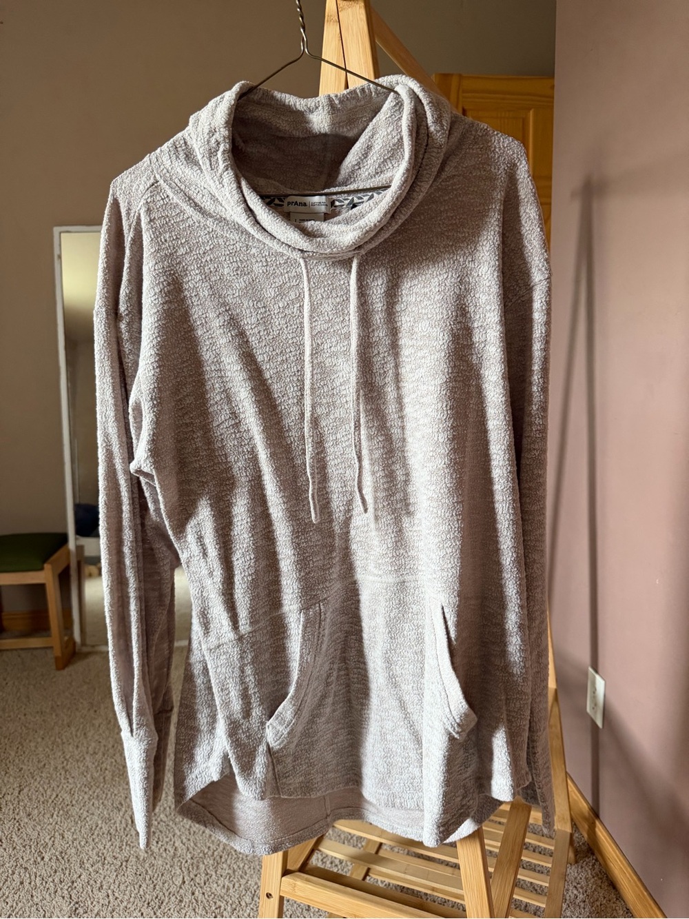 Prana Men's Turtleneck Hooded Sweater - Light Gray